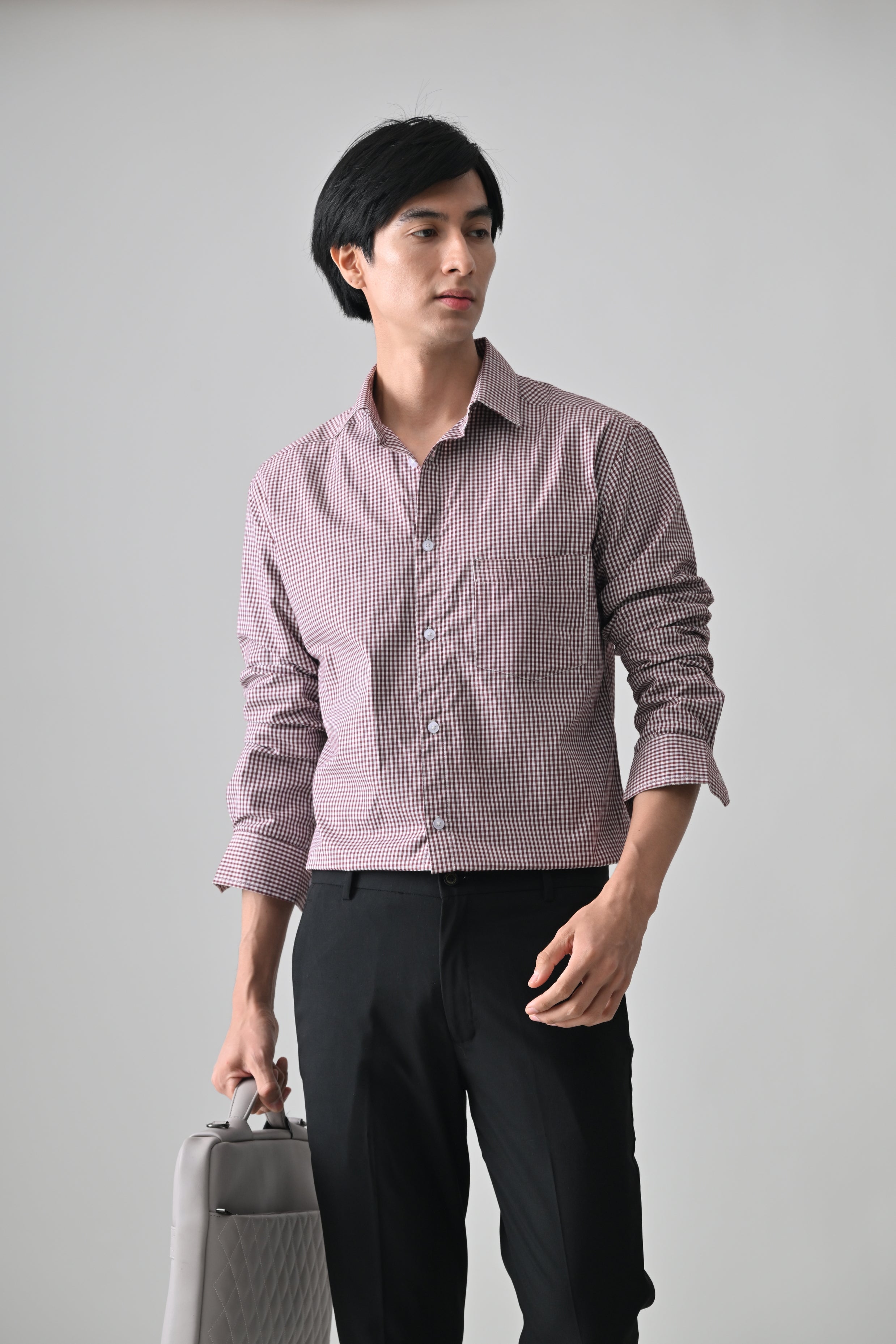 Cool Bee Maroon Cotton Shirt for Men - Maroon Premium Cotton Shirt India - Back View
