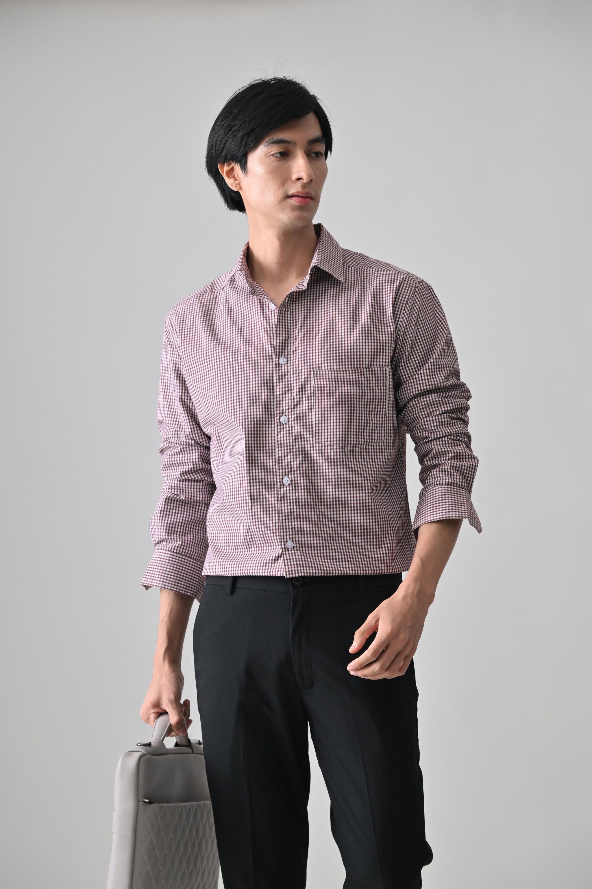 Cool Bee Maroon Cotton Shirt for Men - Maroon Premium Cotton Shirt India - Back View