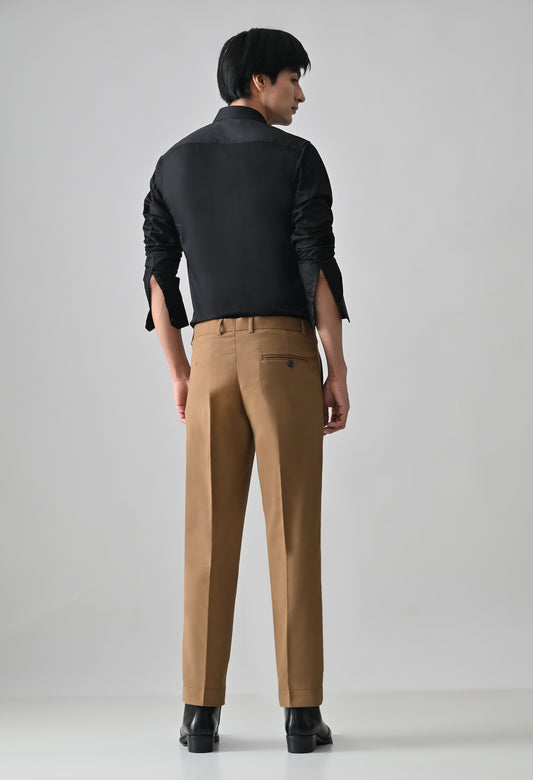BROWN Solid Formal Trouser - Premium poly viscose | Comfortable Mens Pants