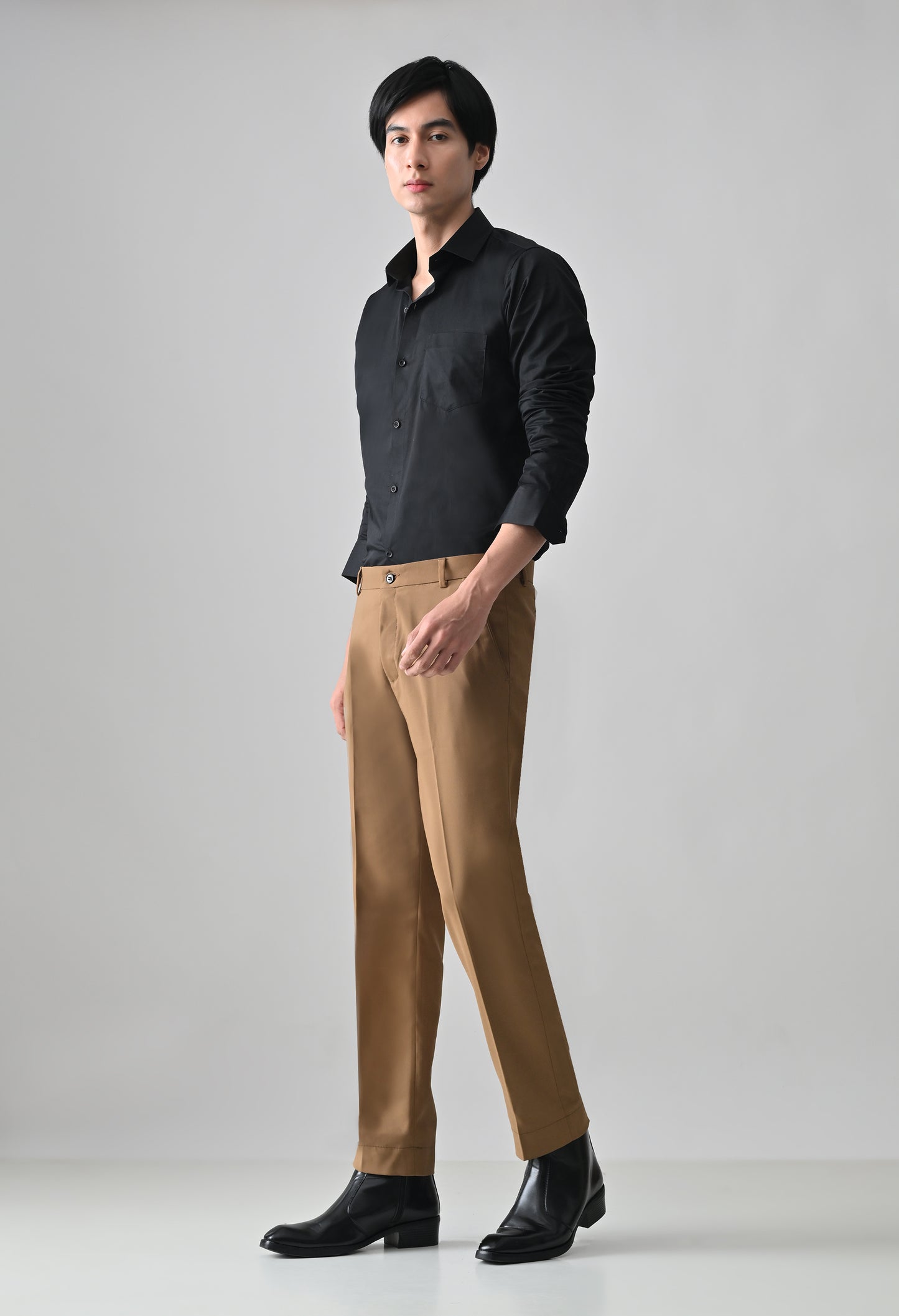 BROWN Solid Formal Trouser - Premium poly viscose | Comfortable Mens Pants