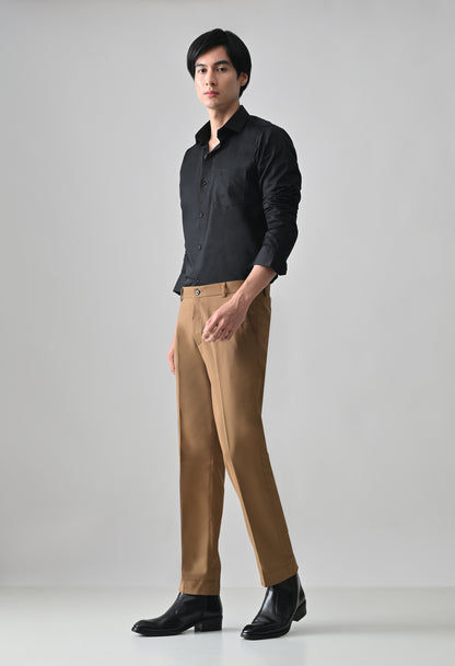 BROWN Solid Formal Trouser - Premium poly viscose | Comfortable Mens Pants