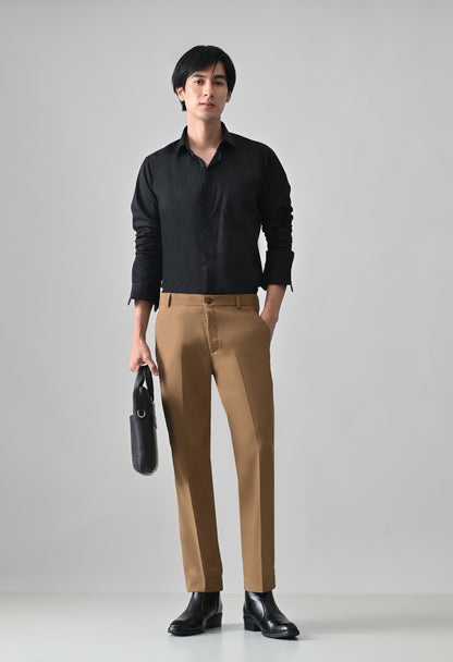 BROWN Solid Formal Trouser - Premium poly viscose | Comfortable Mens Pants