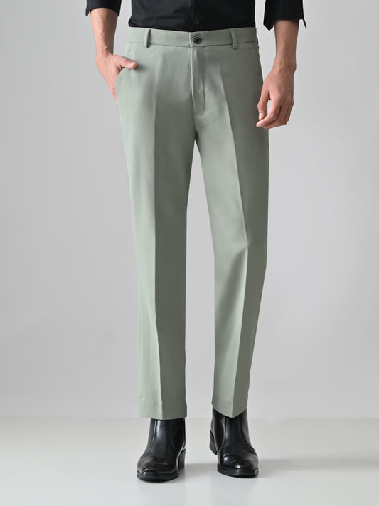 LIGHT GREEN Solid Formal Trouser - Premium poly viscose | Comfortable Mens Pants