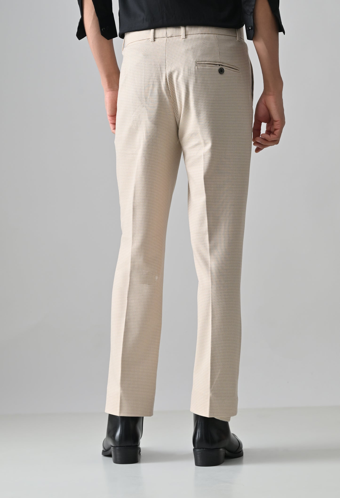 BEIGE Check Formal Trouser - Premium poly viscose | Comfortable Mens Pants