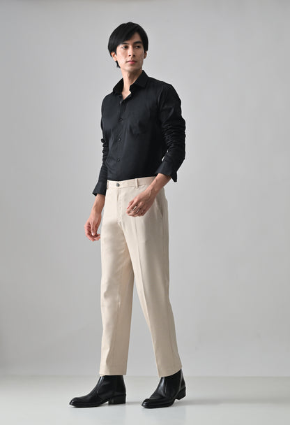 BEIGE Check Formal Trouser - Premium poly viscose | Comfortable Mens Pants