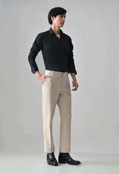 BEIGE Check Formal Trouser - Premium poly viscose | Comfortable Mens Pants