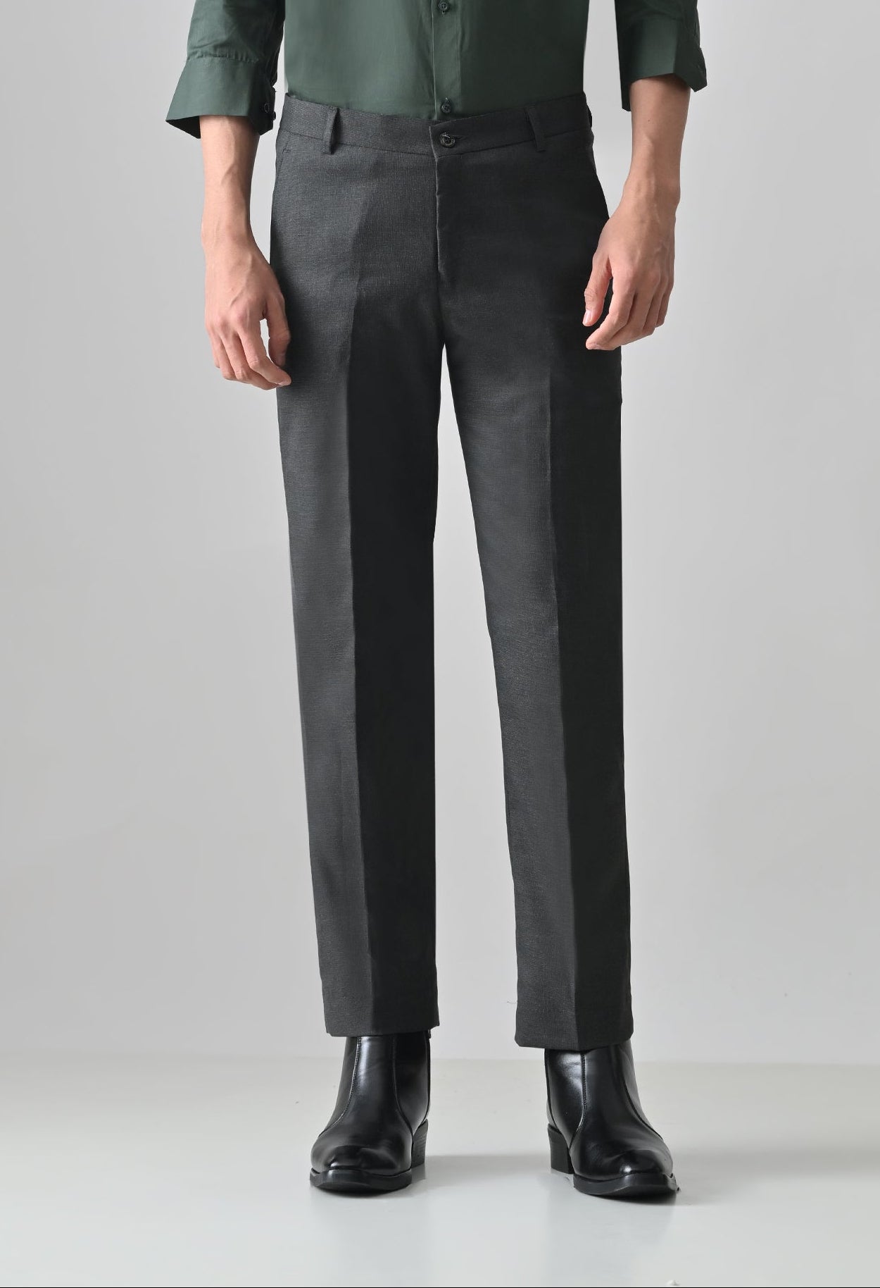 CHARCOAL GREY Solid Formal Trouser - Premium poly viscose | Comfortable Mens Pants