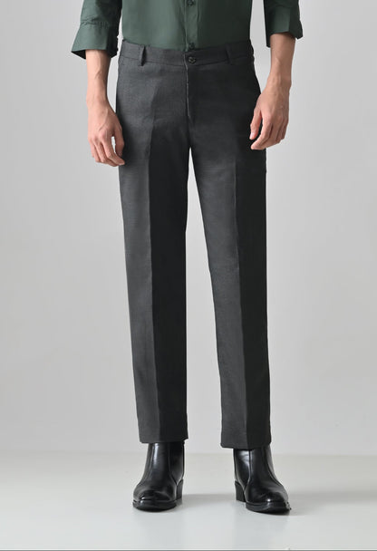 CHARCOAL GREY Solid Formal Trouser - Premium poly viscose | Comfortable Mens Pants