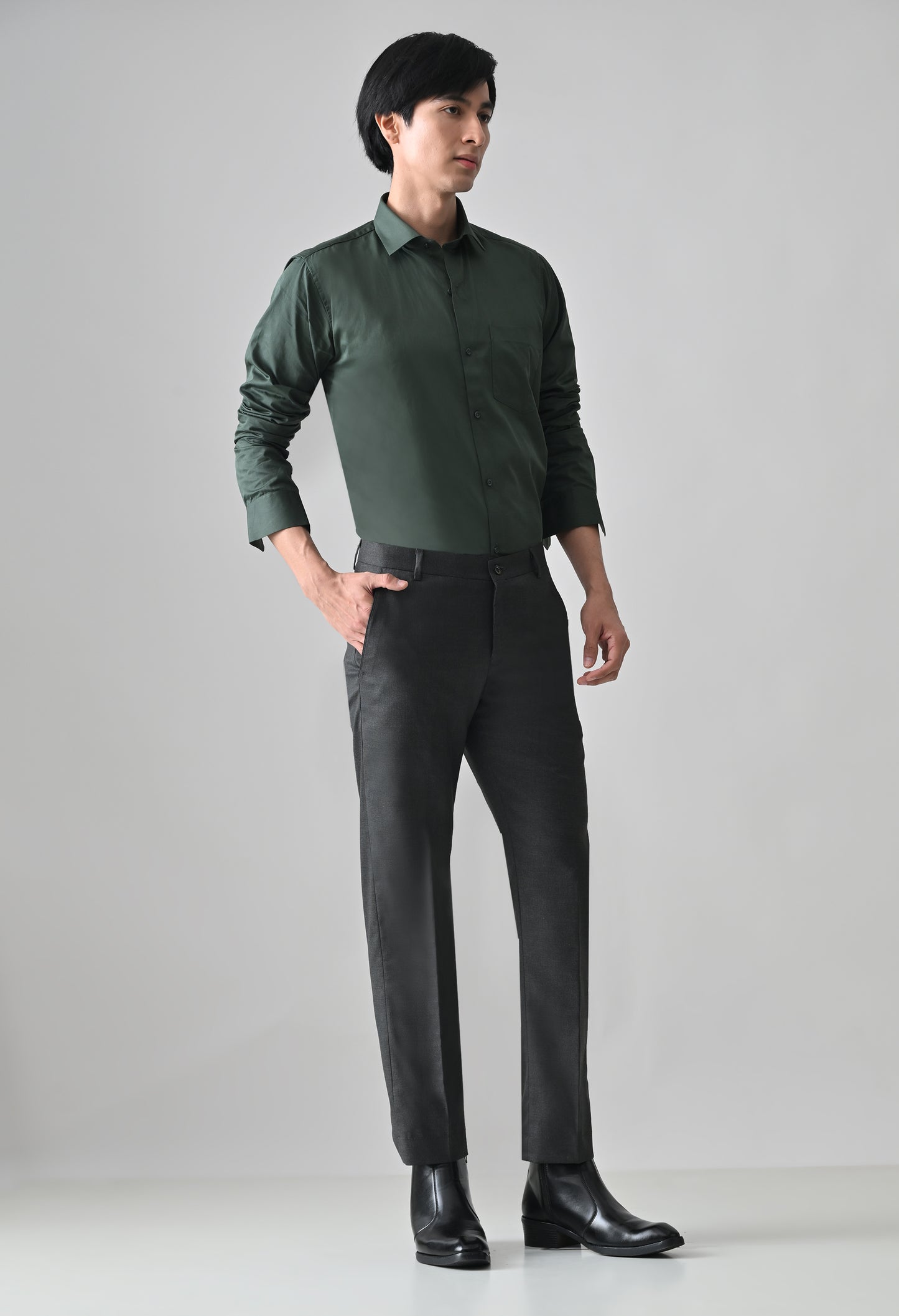 CHARCOAL GREY Solid Formal Trouser - Premium poly viscose | Comfortable Mens Pants