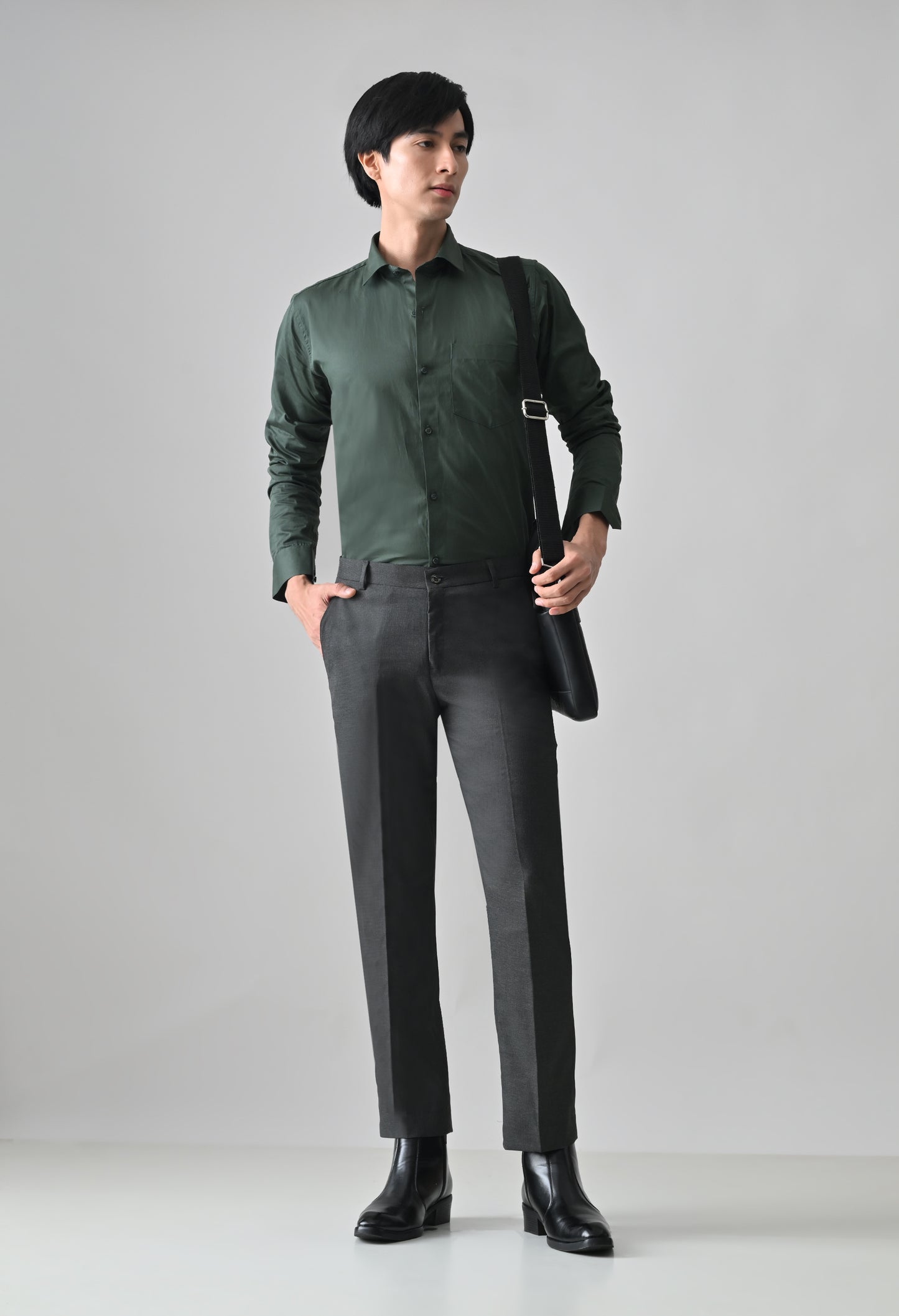 CHARCOAL GREY Solid Formal Trouser - Premium poly viscose | Comfortable Mens Pants