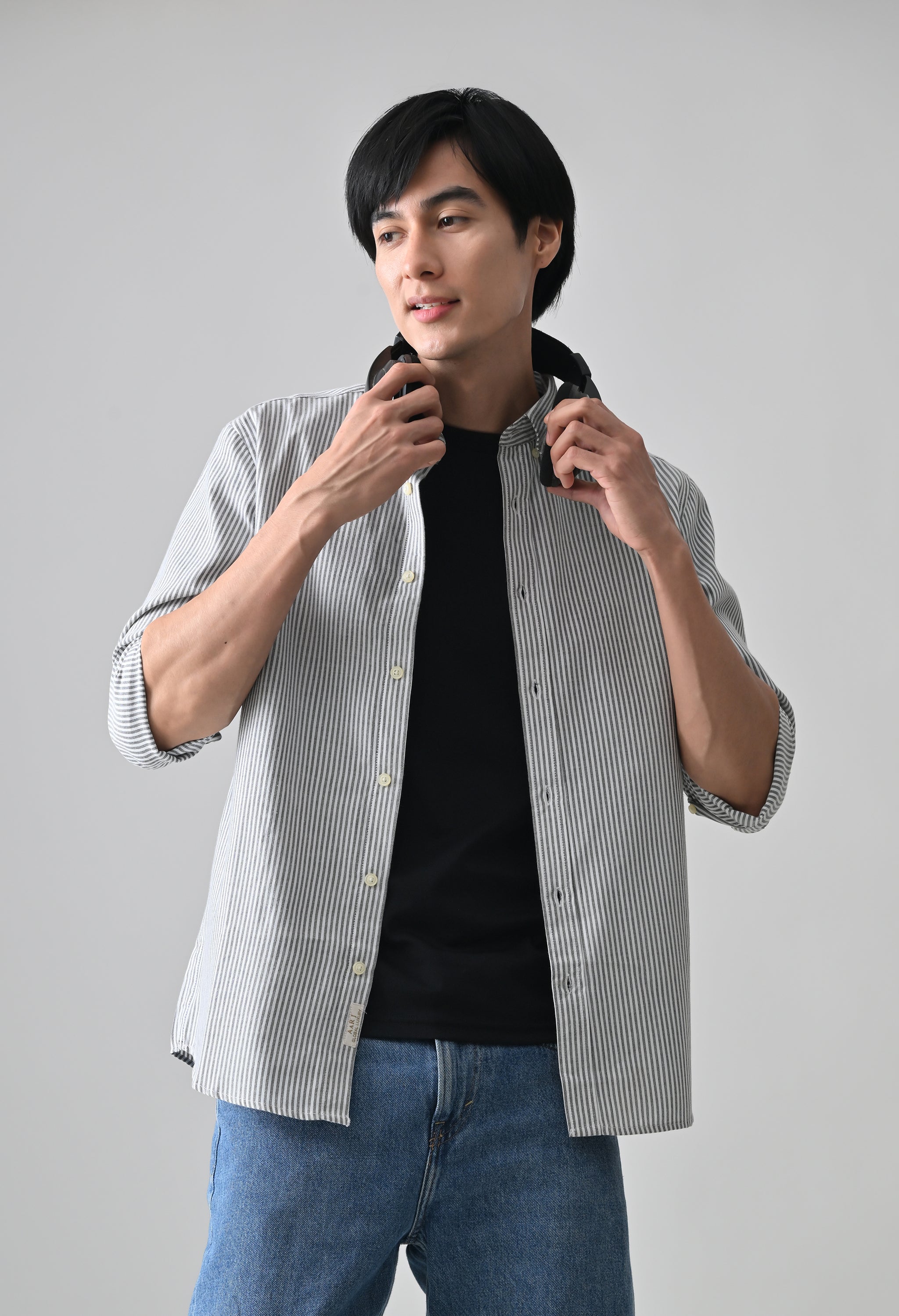 Cool Bee Grey Cotton Shirt for Men - Grey Premium Cotton Shirt India - Lifestyle View