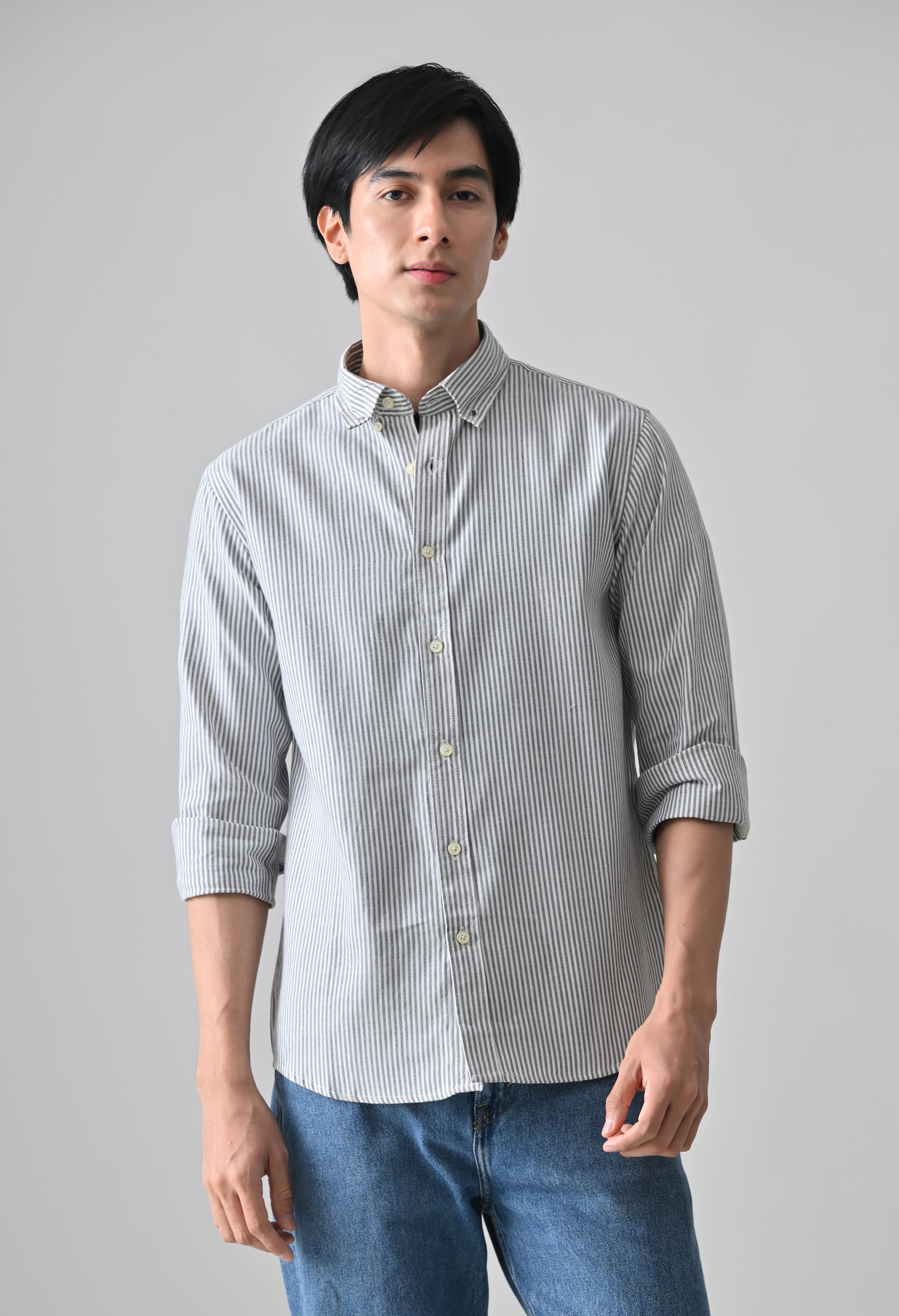 Cool Bee Grey Cotton Shirt for Men - Grey Premium Cotton Shirt India - Back View