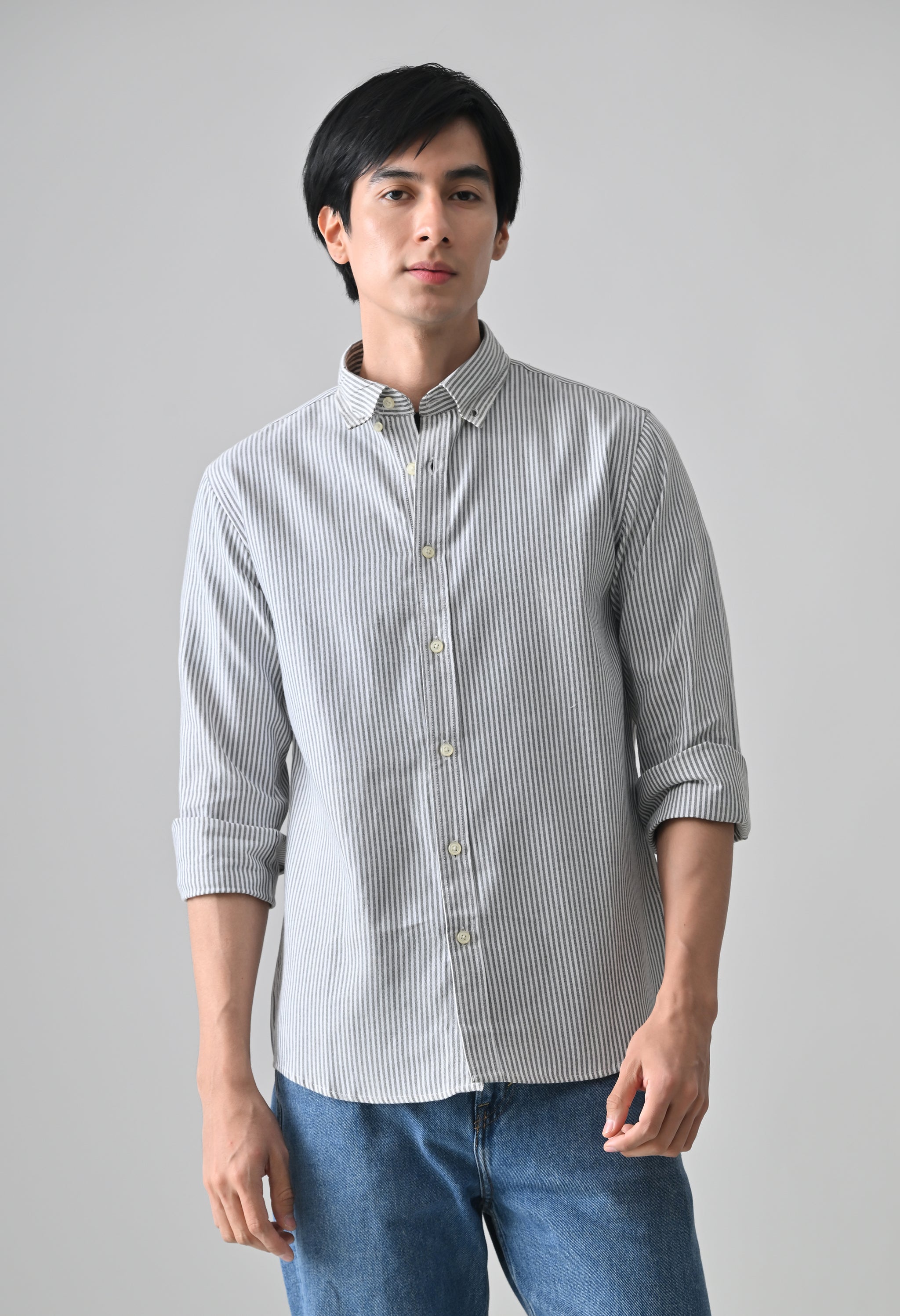Cool Bee Grey Cotton Shirt for Men - Grey Premium Cotton Shirt India - Back View
