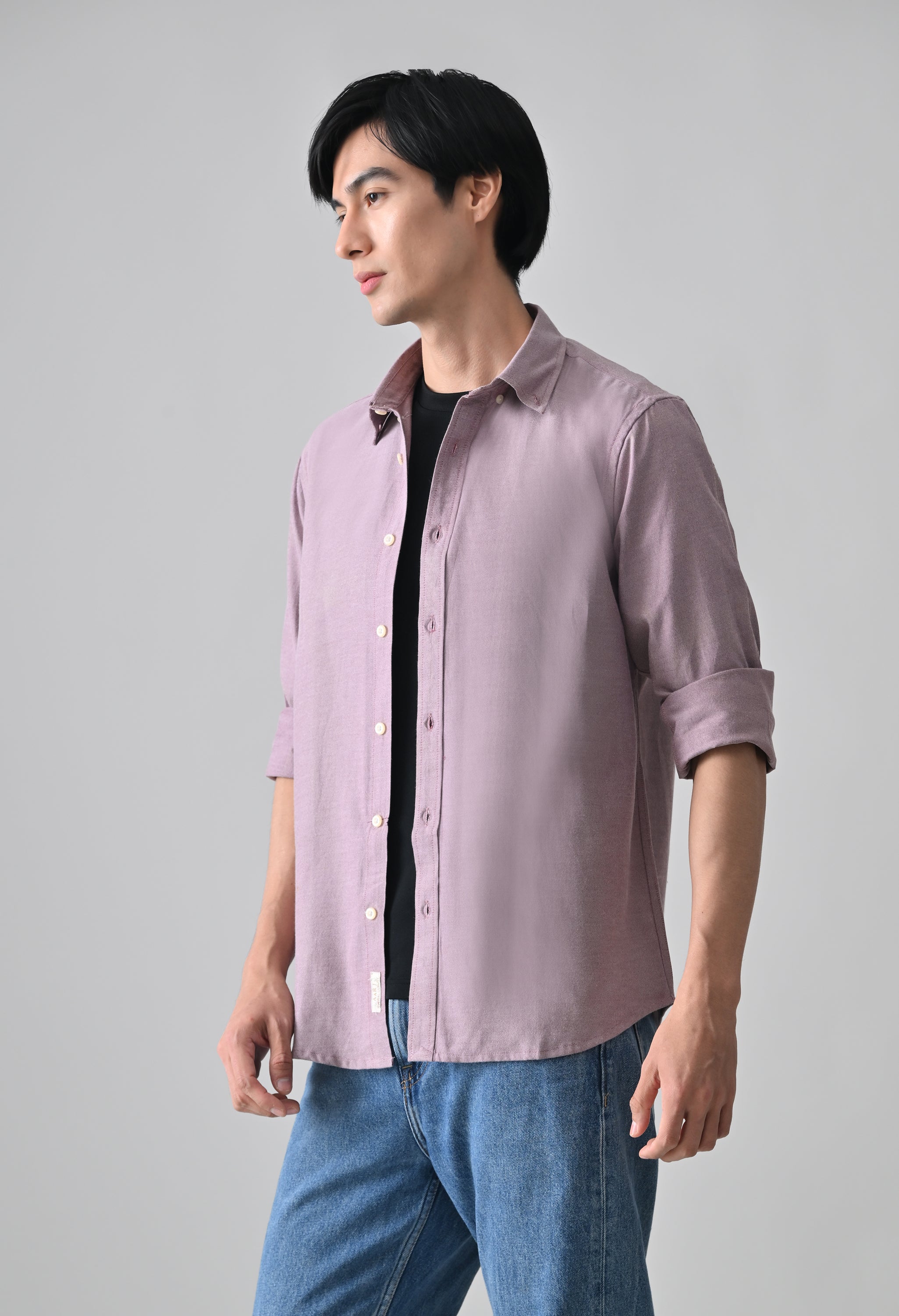 Cool Bee Mauve Cotton Shirt for Men - Mauve Premium Cotton Shirt India - Detail View