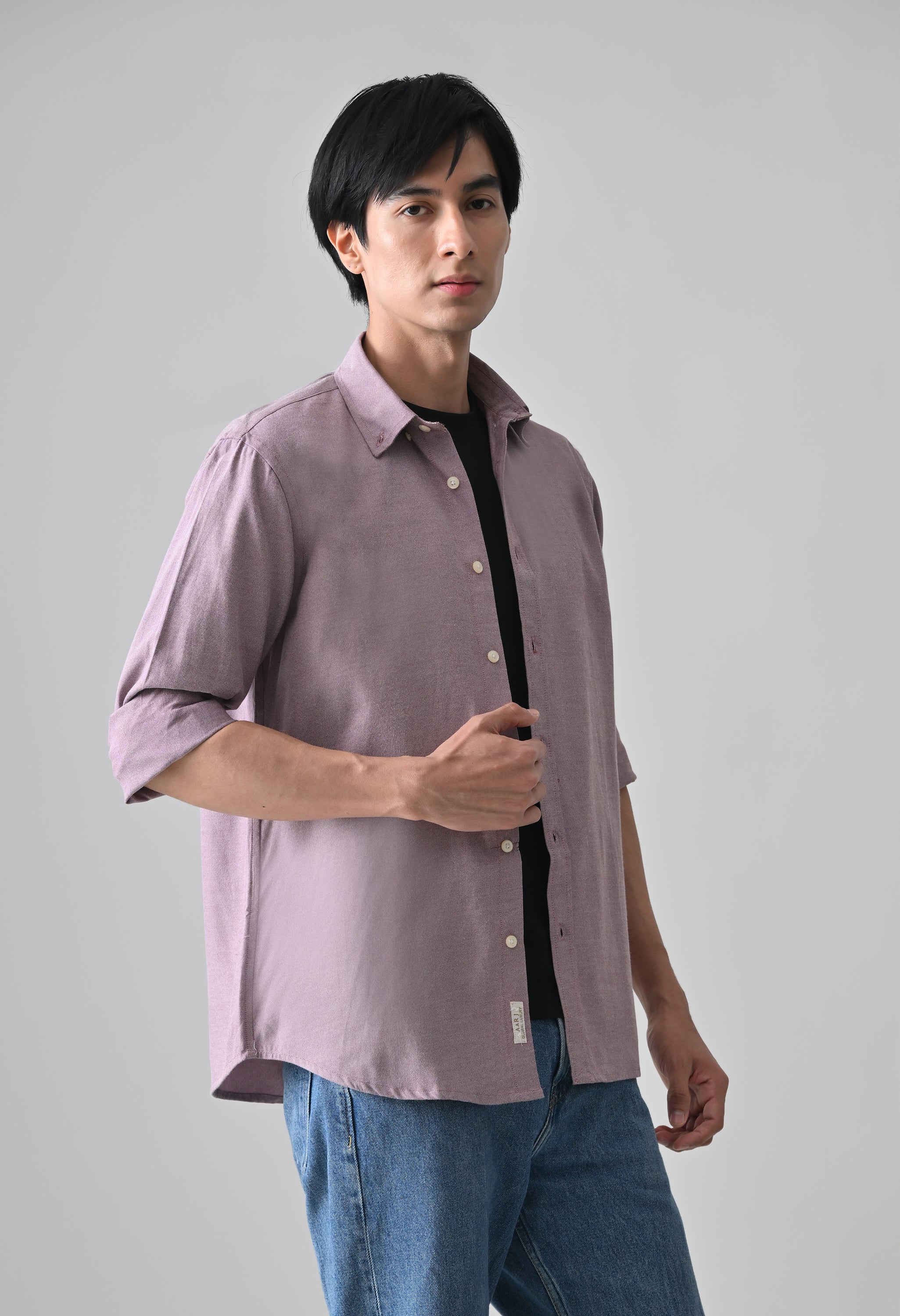 Cool Bee Mauve Cotton Shirt for Men - Mauve Premium Cotton Shirt India - Back View