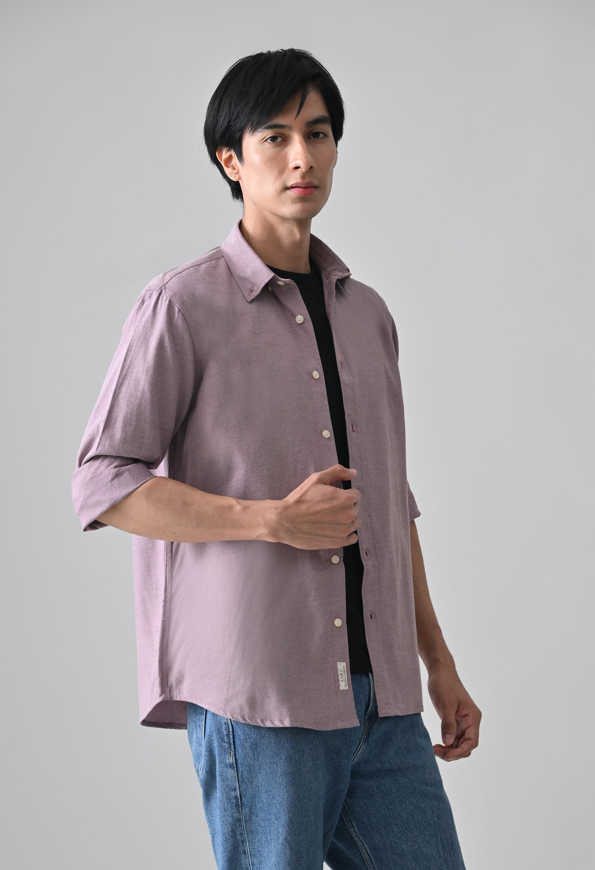 Cool Bee Mauve Cotton Shirt for Men - Mauve Premium Cotton Shirt India - Back View