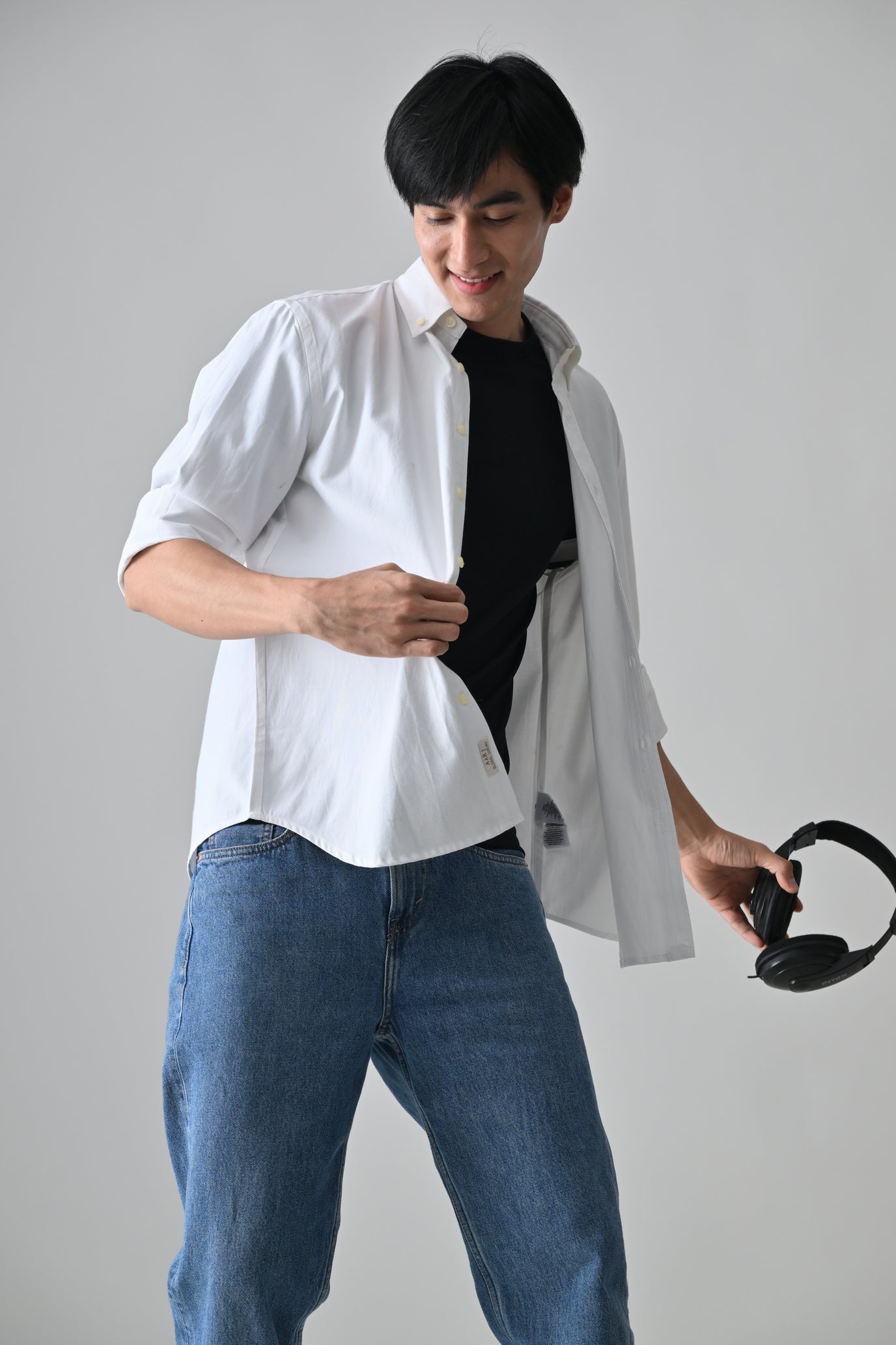 Cool Bee White Cotton Shirt for Men - White Premium Cotton Shirt India - Detail View