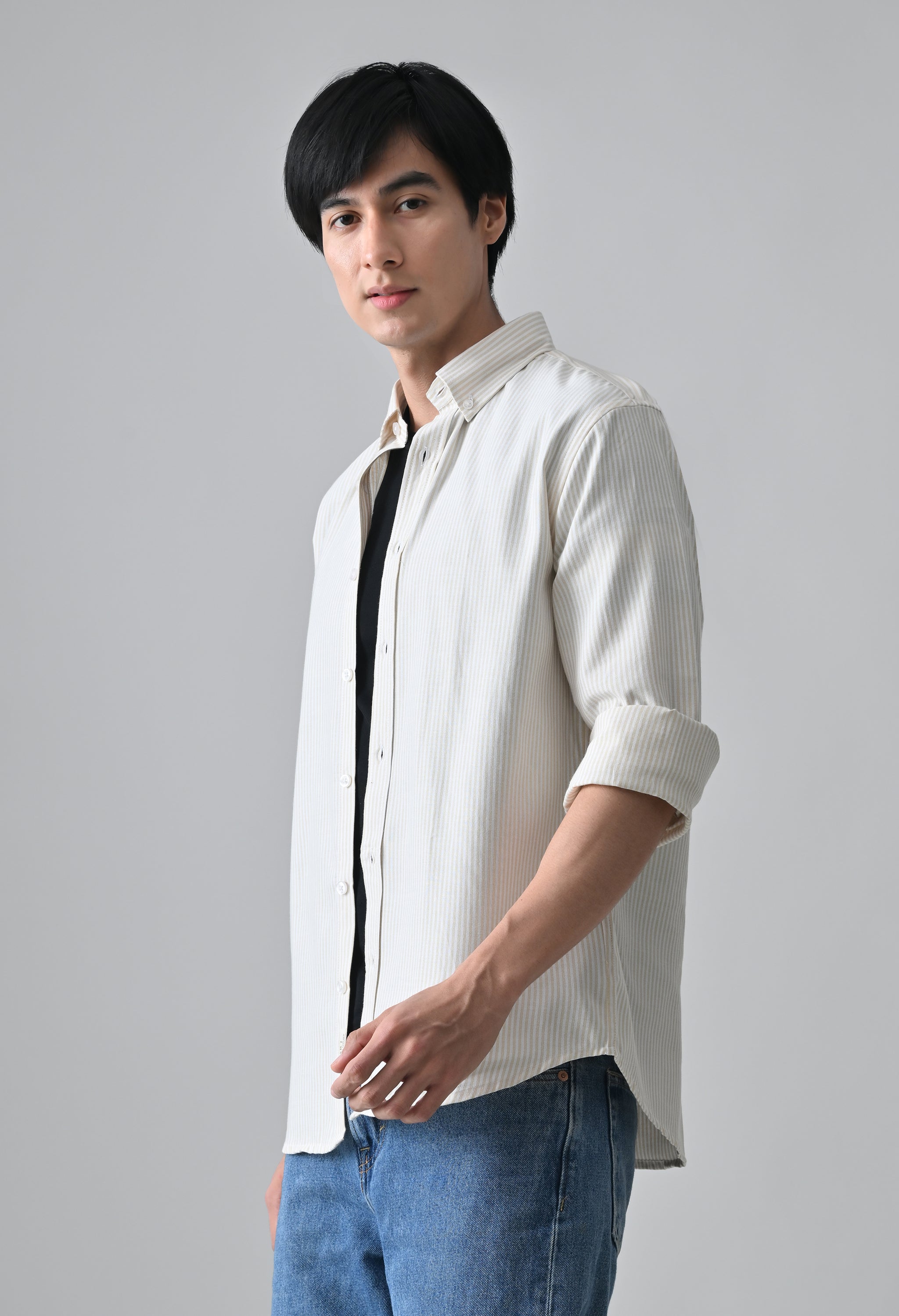Cool Bee Beige Cotton Shirt for Men - Beige Premium Cotton Shirt India - Back View