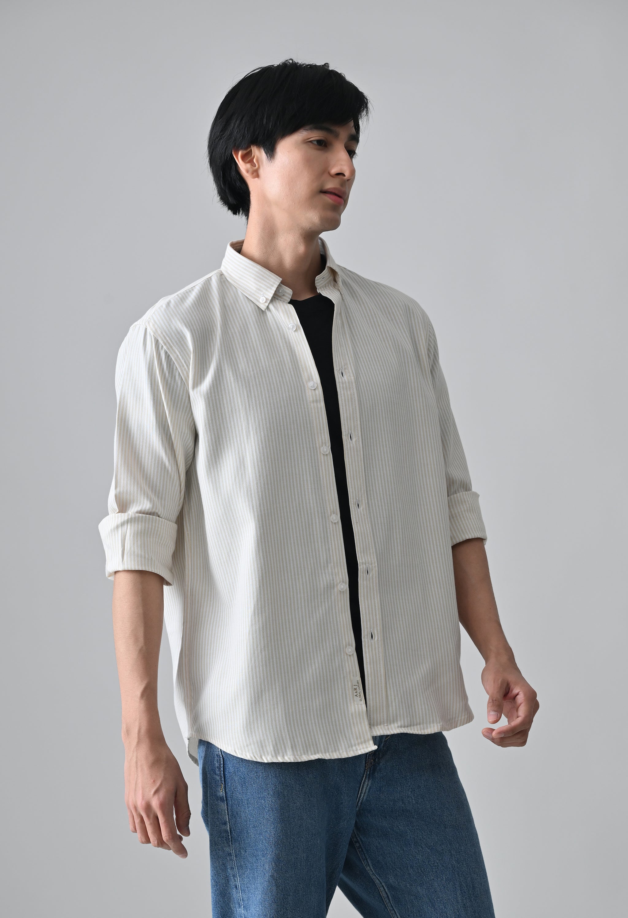 Cool Bee Beige Cotton Shirt for Men - Beige Premium Cotton Shirt India - Detail View