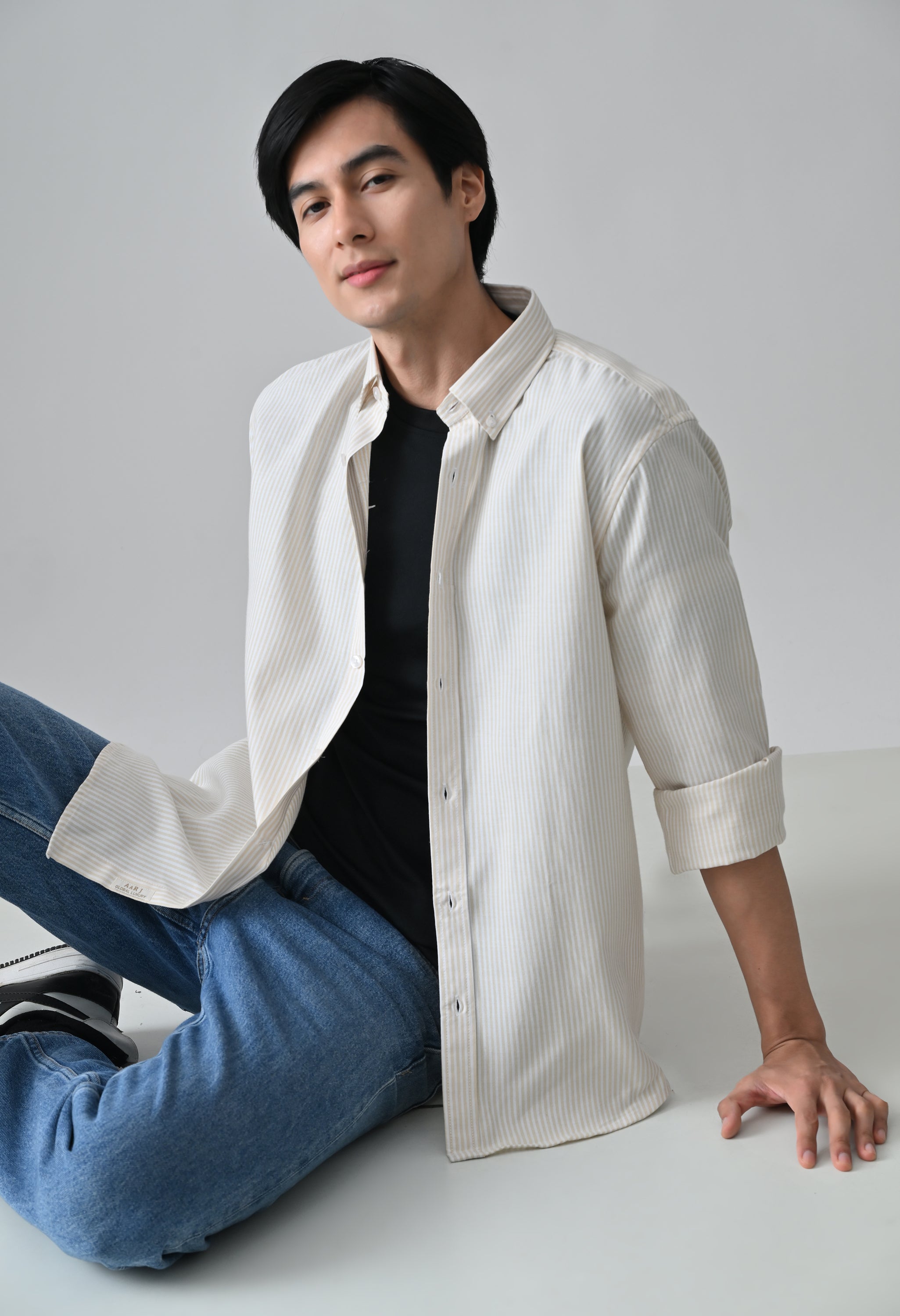Cool Bee Beige Cotton Shirt for Men - Beige Premium Cotton Shirt India - Lifestyle View
