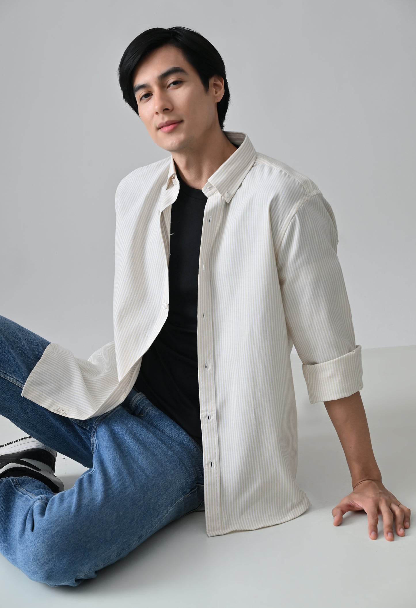 Beige Cotton Shirt for Men | Cool Bee