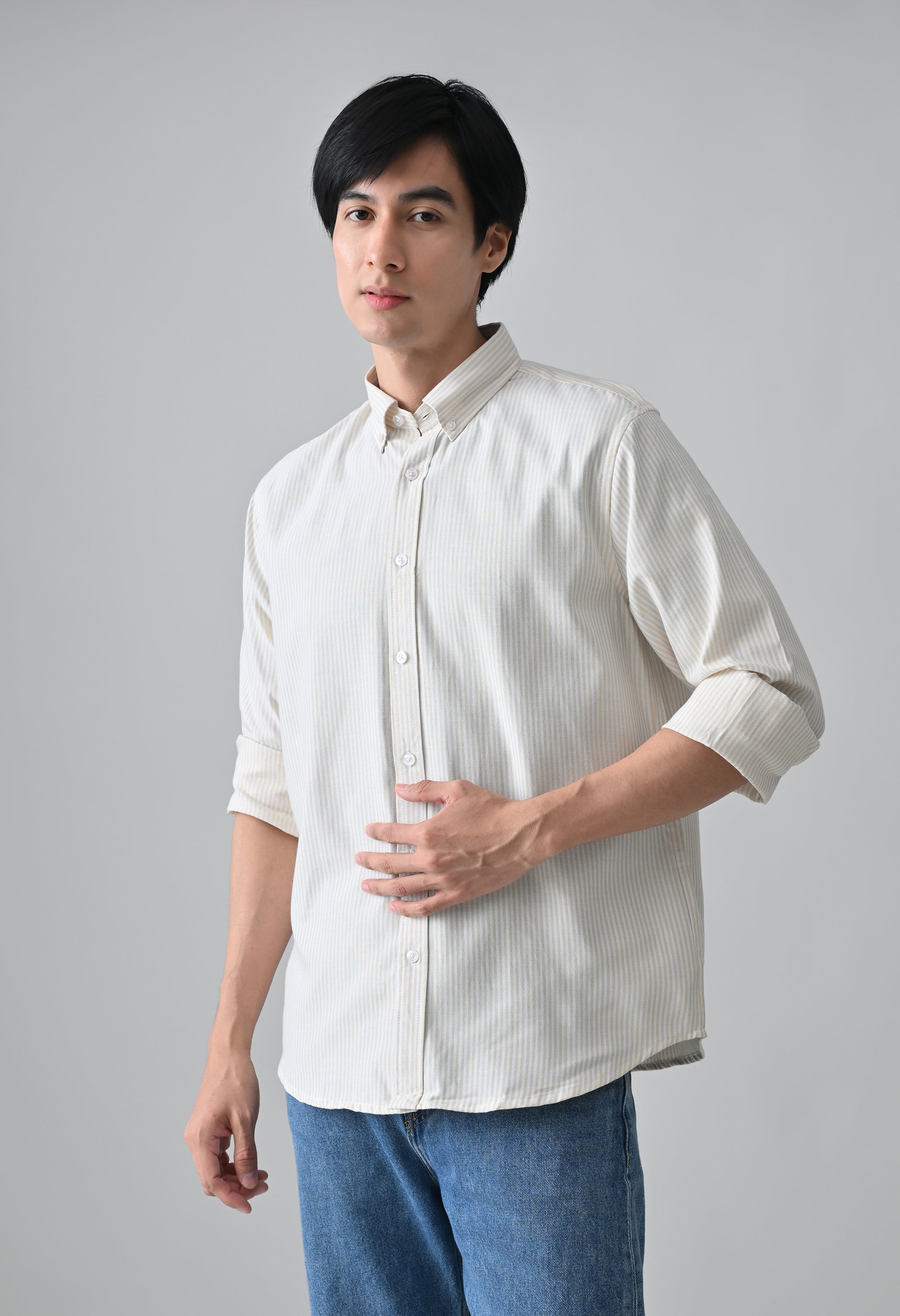 Cool Bee Beige Cotton Shirt for Men - Beige Premium Cotton Shirt India - Lifestyle View