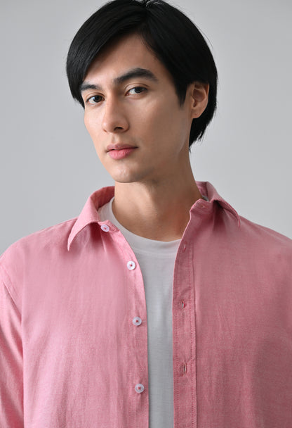 Dark Pink Cotton Shirt for Men | Cool Bee