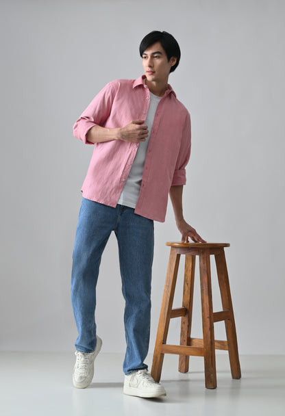 Dark Pink Cotton Shirt for Men | Cool Bee