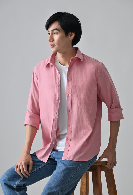 Dark Pink Cotton Shirt for Men | Cool Bee