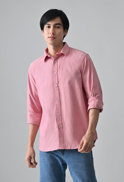 Dark Pink Cotton Shirt for Men | Cool Bee
