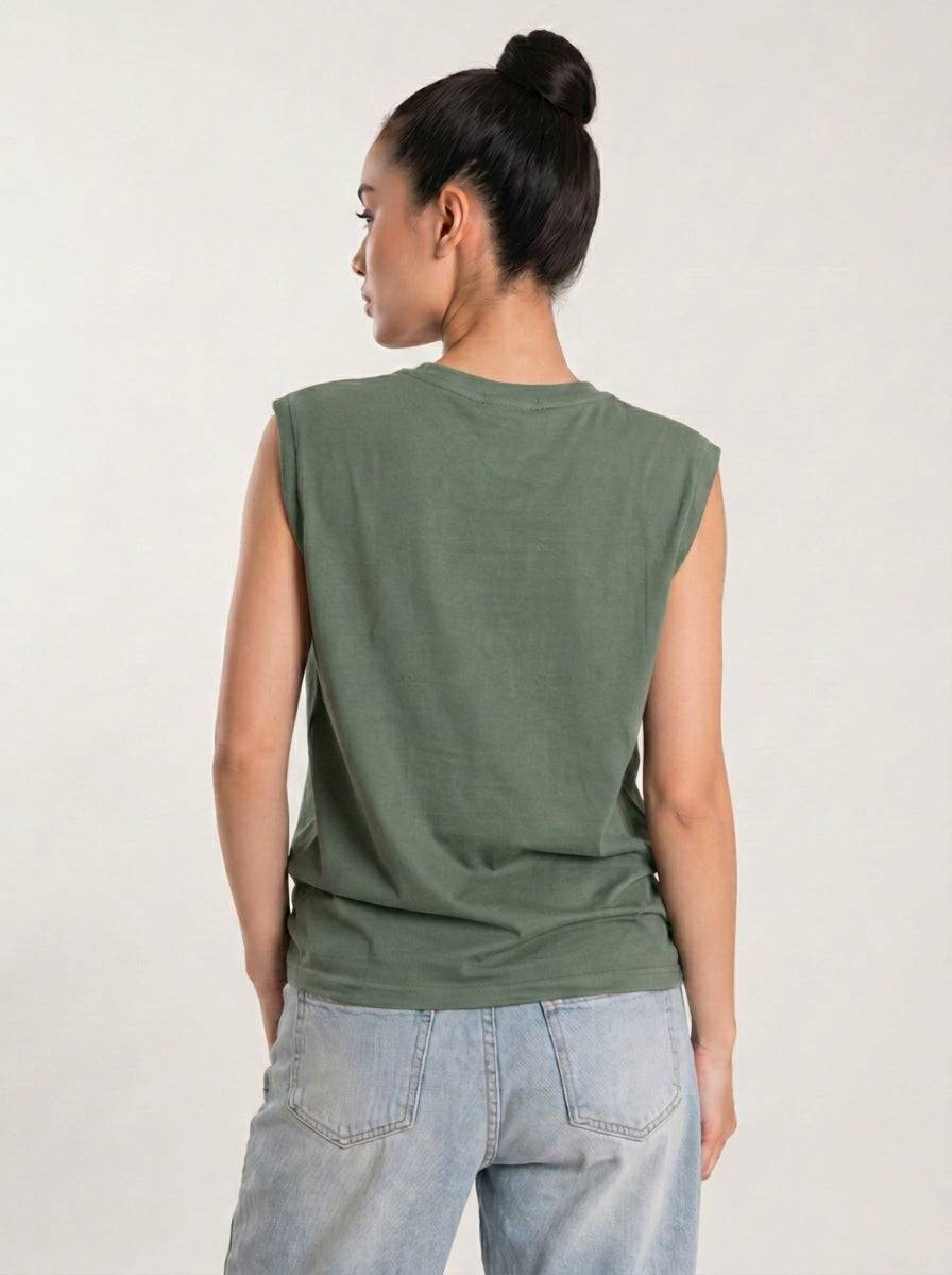 Cool Bee Women Tank Tees Green for Women - Tank Top Gym Casual India - Detail View
