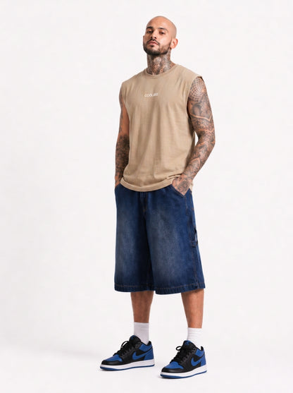 Cool Bee Men Tank Tees Beige for Men - Beige Tank Top Gym Casual India - Lifestyle View