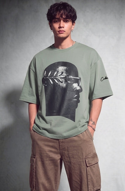 Cool Bee NeoClassic Graphic Tee Green for Men - Green Oversized Graphic Tee Streetwear India