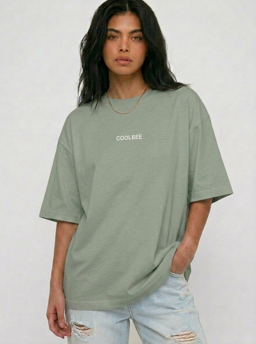 Cool Bee Midnight Muse Tee Green for Women - Oversized Graphic Tee Streetwear India - Detail View