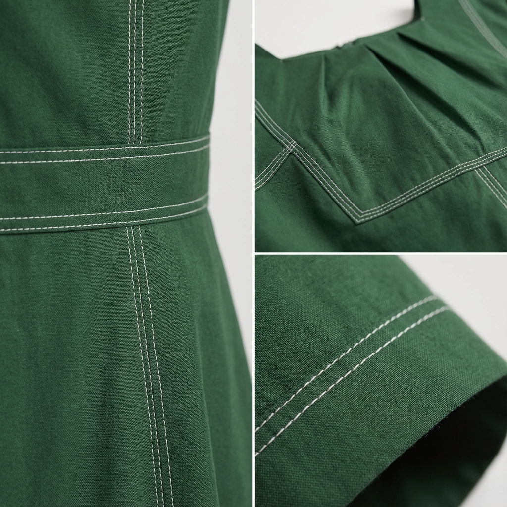 Sculptural Contrast Midi Dress – Olive Green | Cool Bee