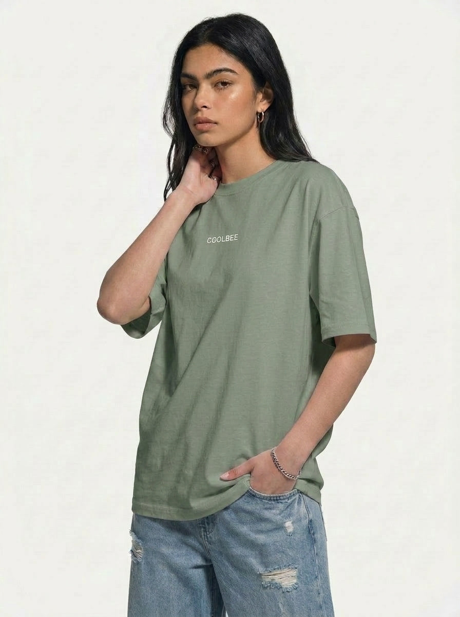 Cool Bee Midnight Muse Tee Green for Women - Oversized Graphic Tee Streetwear India - Lifestyle View
