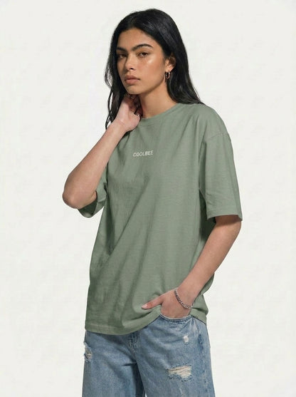 Cool Bee Midnight Muse Tee Green for Women - Oversized Graphic Tee Streetwear India - Lifestyle View