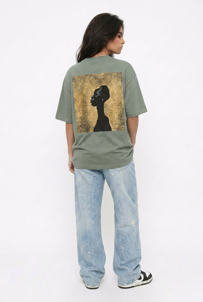 Cool Bee Silent Muse Tee Green for Women - Oversized Graphic Tee Streetwear India - Lifestyle View