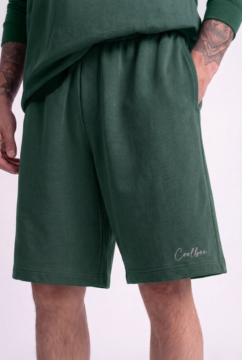 Cool Bee Regular Fit Shorts Bottle Green for Men - Green Shorts Summer Casual India
