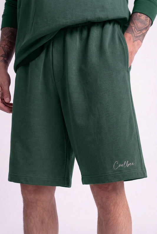 Cool Bee Regular Fit Shorts Bottle Green for Men - Green Shorts Summer Casual India