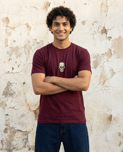 Cool Bee Essential Cotton Crew Neck T-Shirt Maroon for Men - Maroon Regular Fit Tee India - Lifestyle View