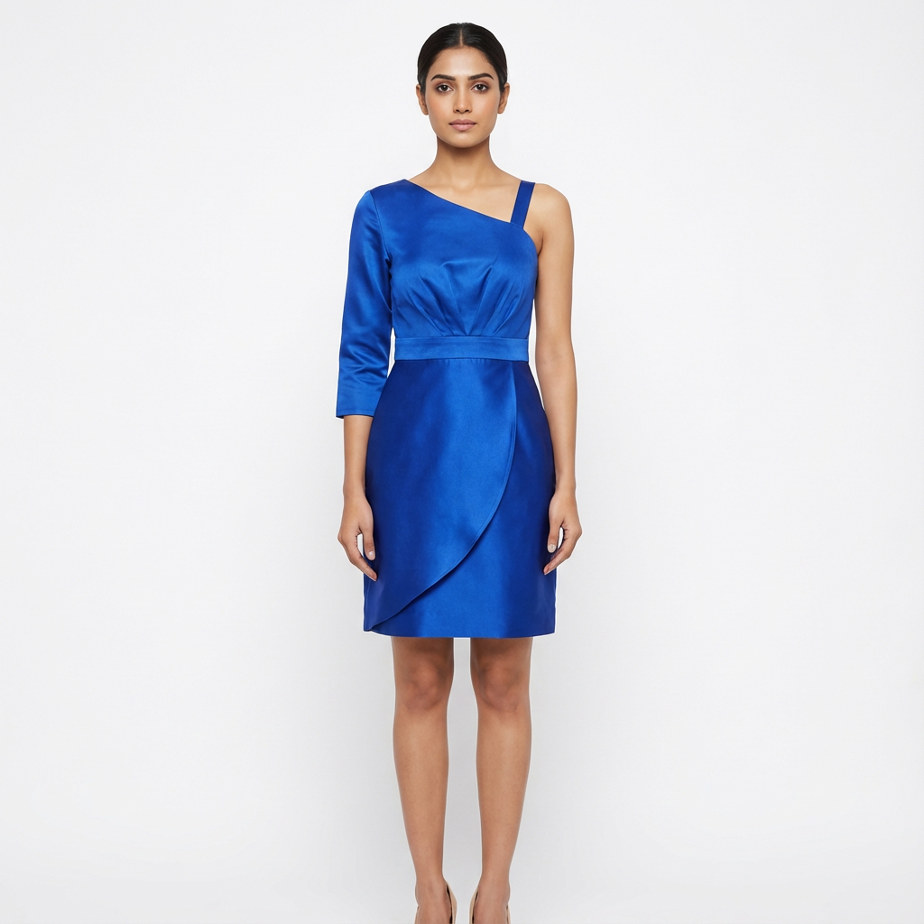 The Azure One-Shoulder Satin Cocktail Dress | Cool Bee