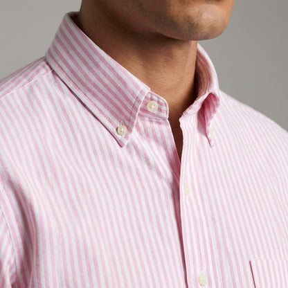 Super Premium Slim Fit Pink Striped Oxford Shirt