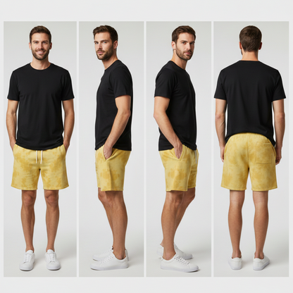 Unisex Tie Dye Shorts Yellow