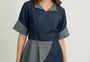Sophisticated Denim Panel Midi Dress Deep Navy & Slate | Cool Bee