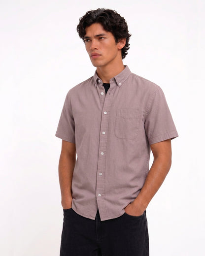Cool Bee Oxford Casual Half Shirt Maroon for Men - Premium Half Sleeve Casual Shirt India - Lifestyle View