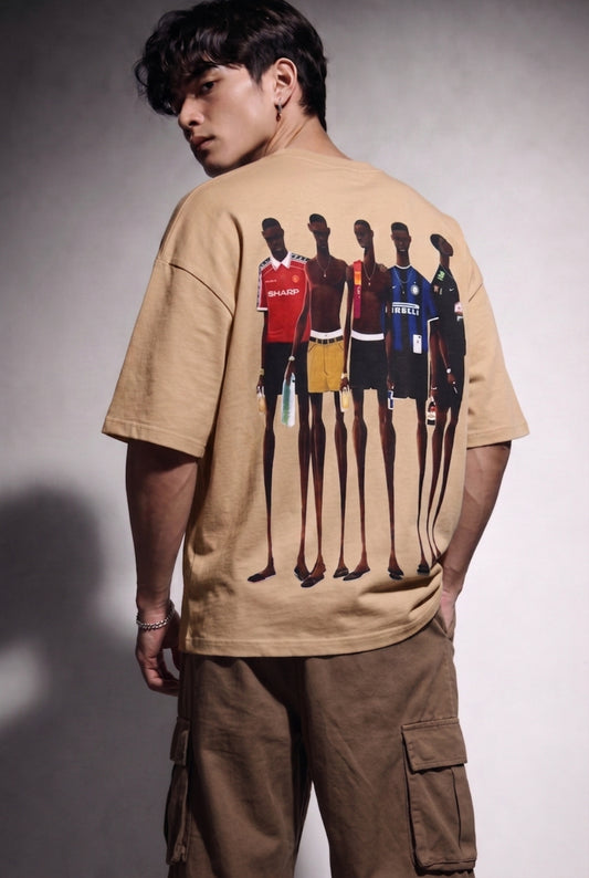 Cool Bee Matchday Abstract Tee Beige for Men - Beige Oversized Graphic Tee Streetwear India