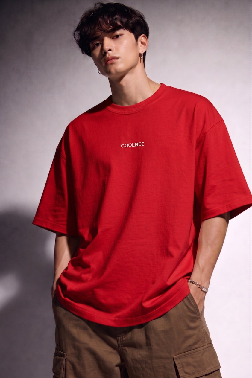 Cool Bee Midnight Muse Tee Red for Men - Red Oversized Graphic Tee Streetwear India - Back View