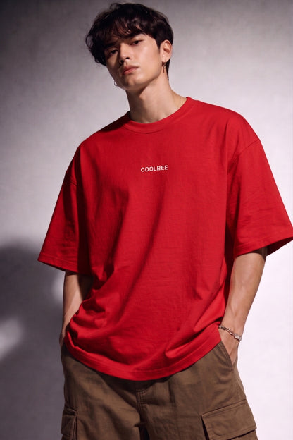 Cool Bee Midnight Muse Tee Red for Men - Red Oversized Graphic Tee Streetwear India - Back View