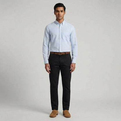 Super Premium Slim Fit Blue Striped Oxford Shirt
